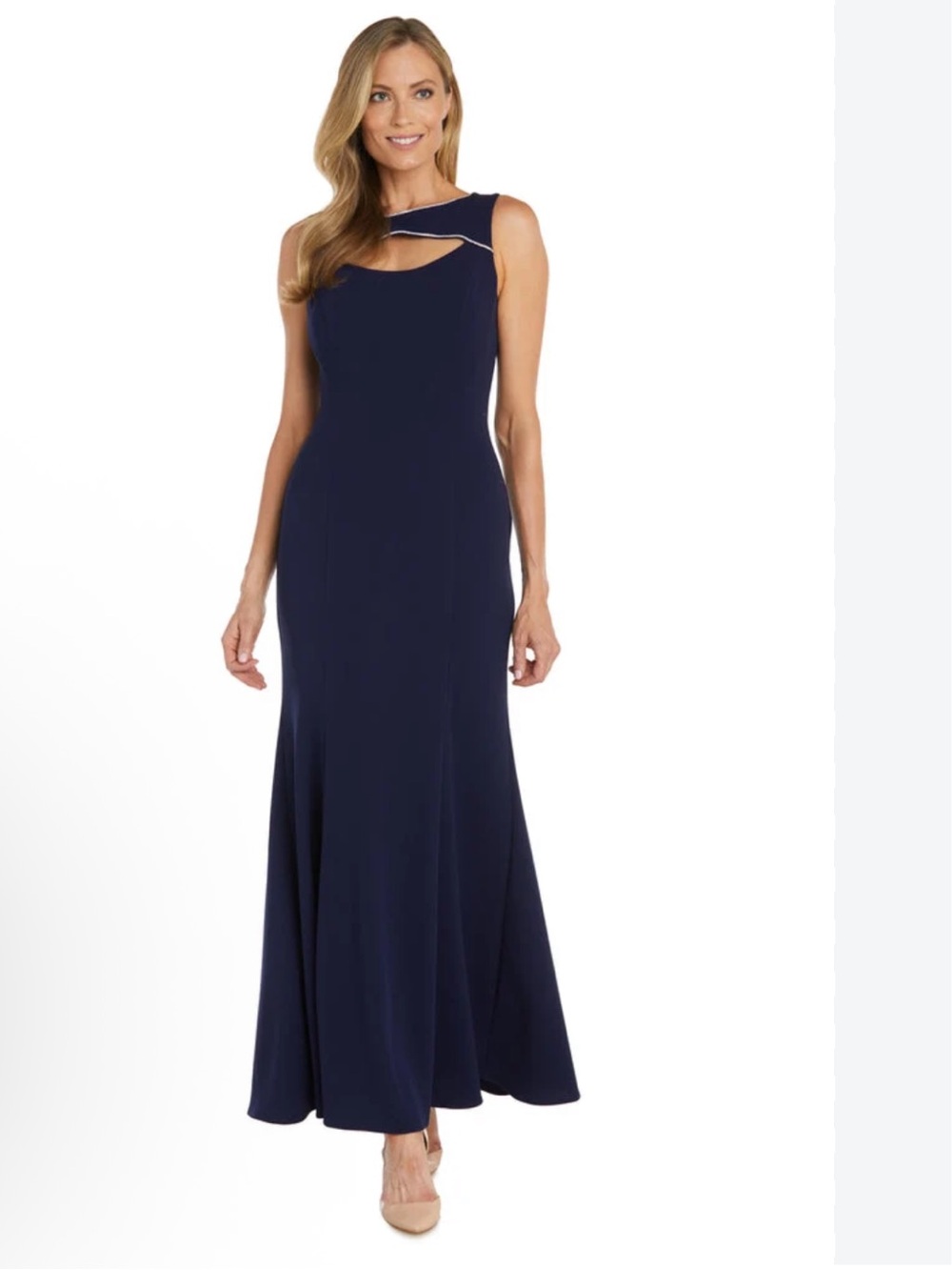 Nightway Collections Navy Sleeveless Cutout Maxi Dress